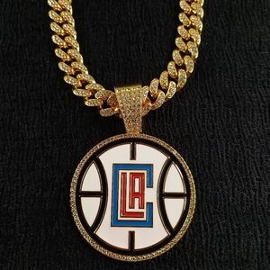 NBA LA Los Angeles Clippers 20 Inch Necklace Pendant Cuban Chain Link Basketball